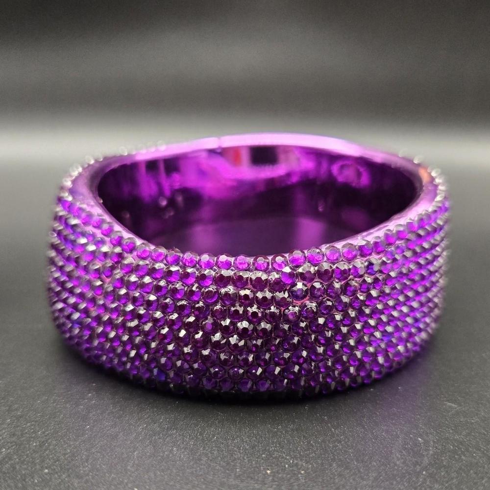 Purple Chunky Rhinestone Bangle - Picture 6 of 6